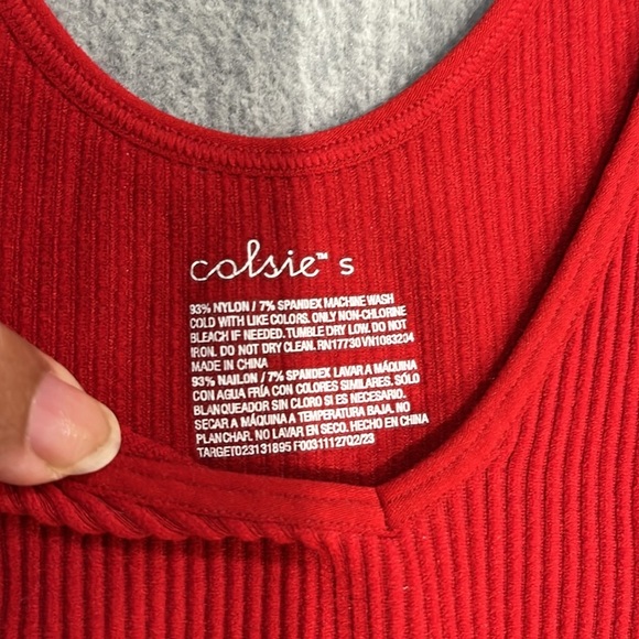 Red Ribbed Bodysuit size S - Picture 2 of 3